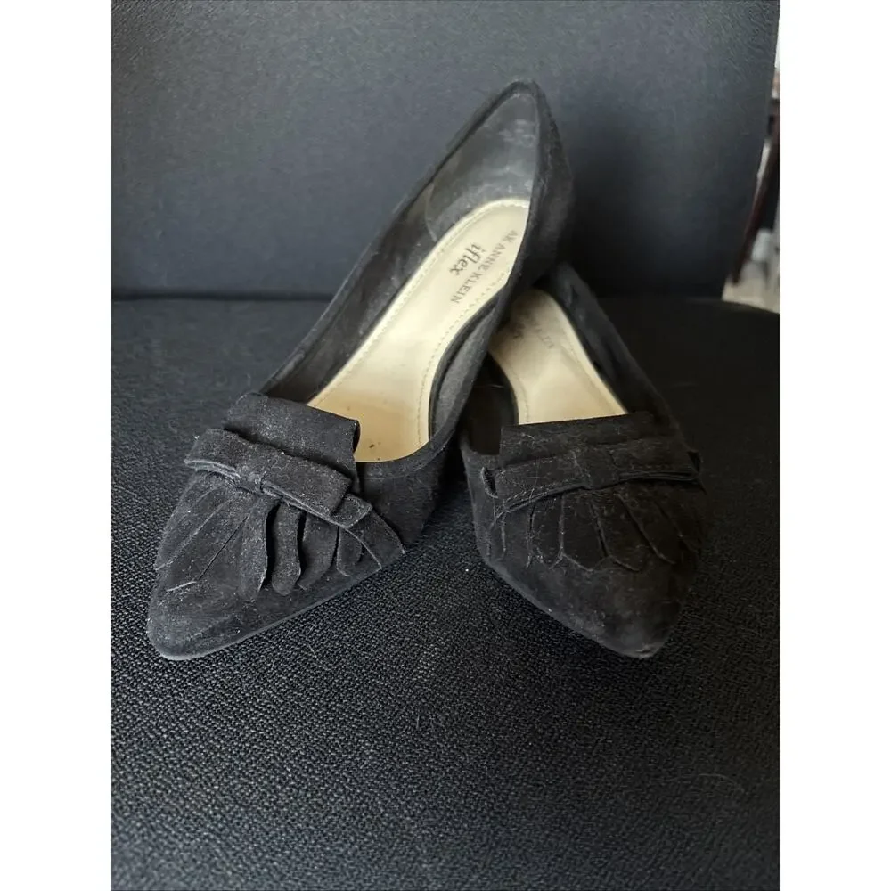 Anne Klein Women’s Black Suede Tassel I Flex Munza Kitten Heels Size 7M